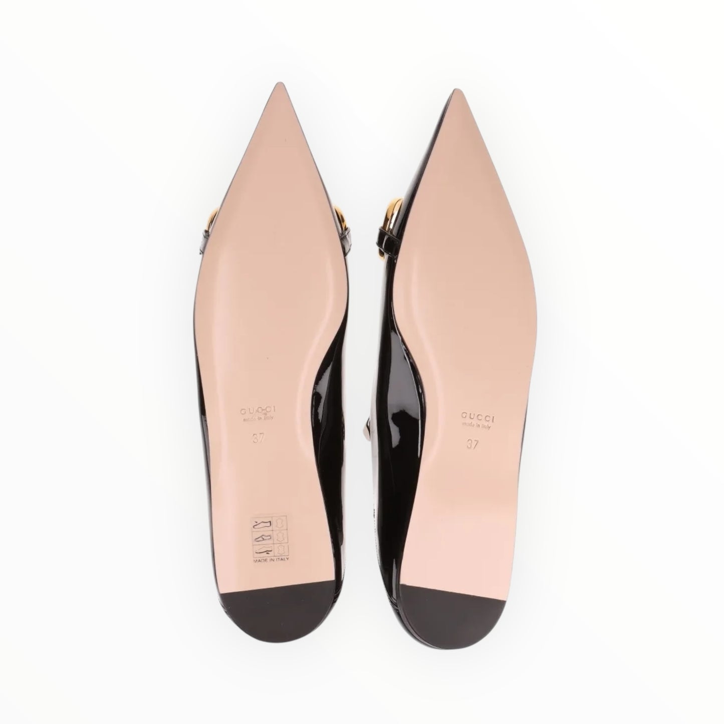 Gucci Horsebit Leather & Chain Ballet Flats - Black - Size 37