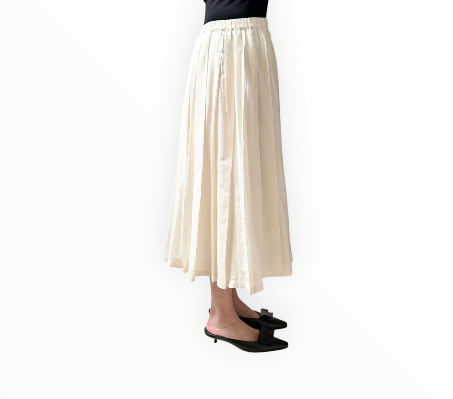 Sara Lanzi Pleated Skirt - Cream - Size S