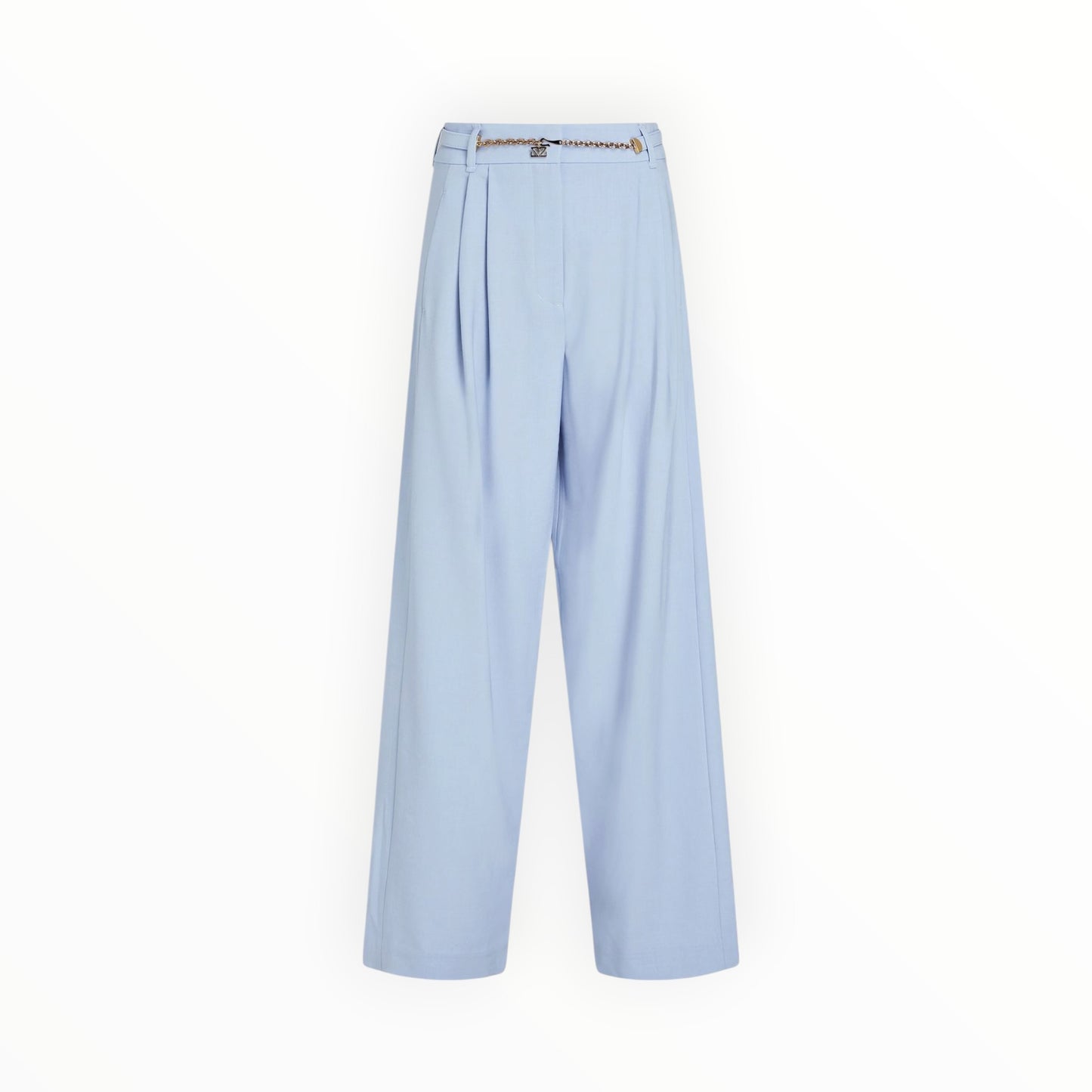 Zimmermann Belted Pleated Crepe Wide-Leg Pants - Light Blue - Size 1