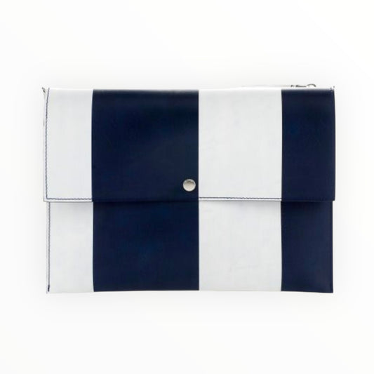 Marni Striped Clutch - Navy/White - Size W30cm x H21cm