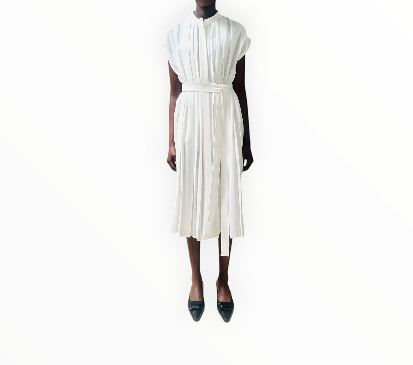 Joseph Davidge Pleated Crepe Midi Dress - Ivory - Size 36