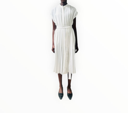 Joseph Davidge Pleated Crepe Midi Dress - Ivory - Size 36