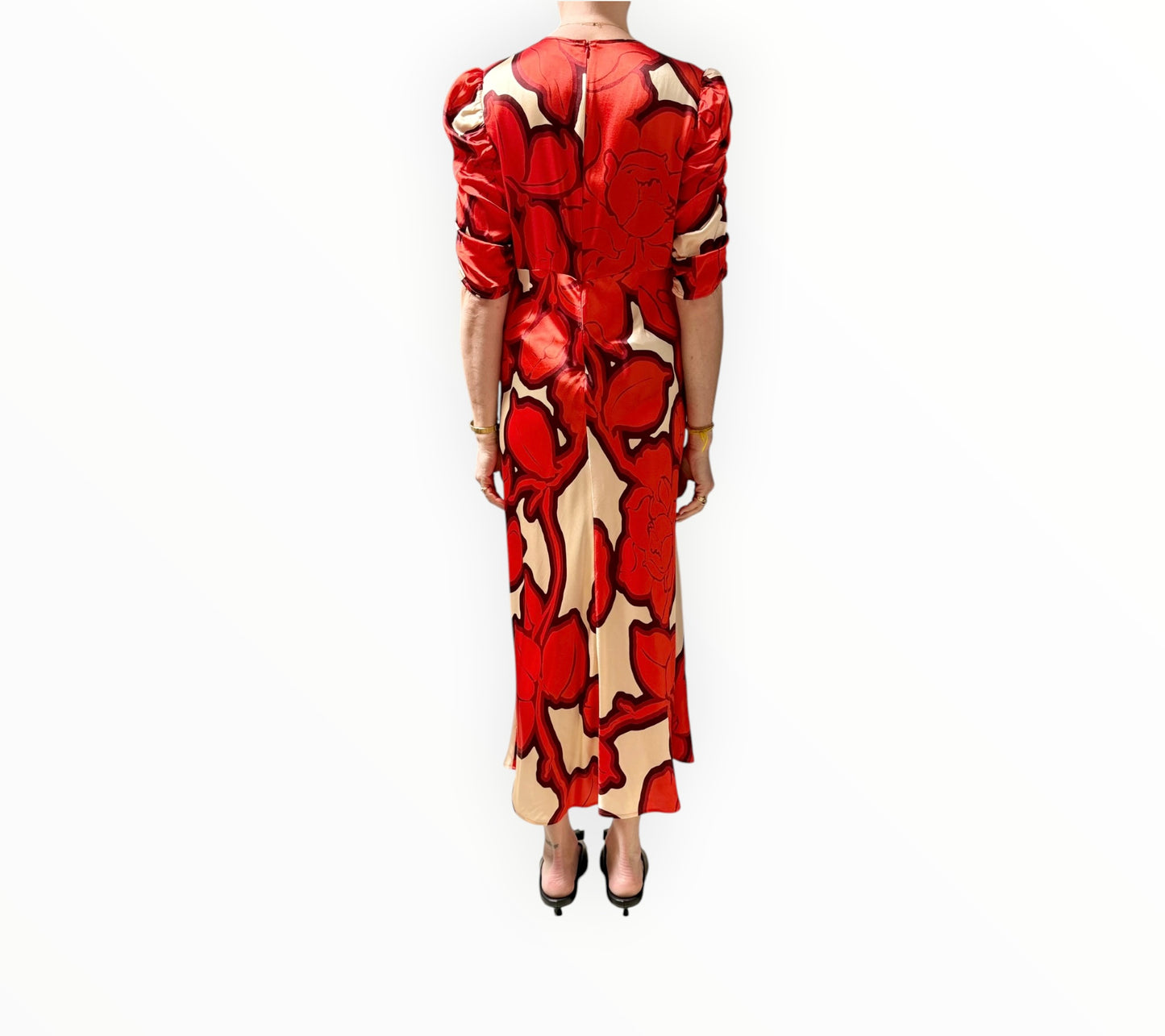 RT006231 - Husk Graphic Print Dress - Red/Cream - Size AU12