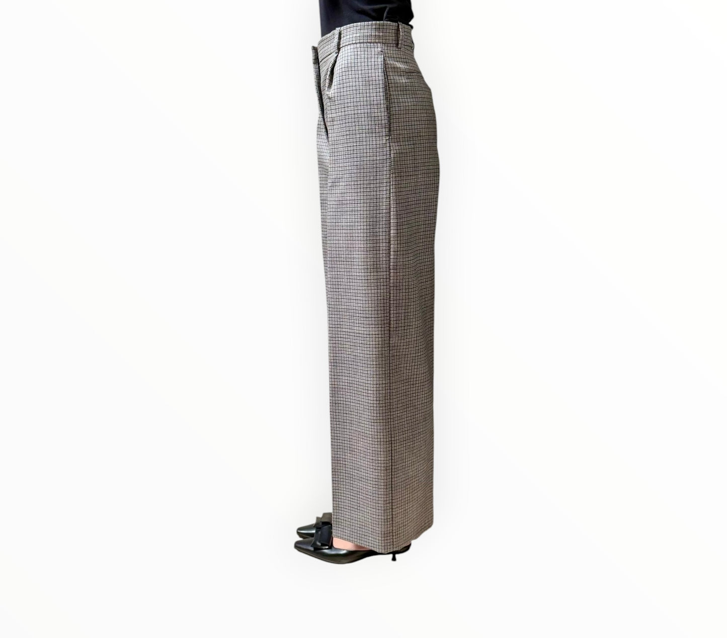 MSGM Wool Check Wide-Leg Pants - Multi - Size 40