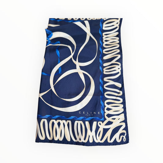 Celine Swirl Scarf - Navy Multi - Size 65cm x 65cm