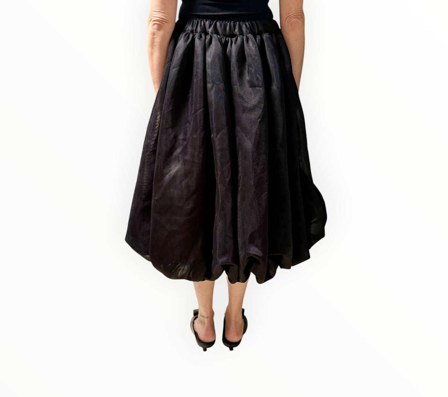 BLACK COMME des GARÇONS Organza Balloon Midi Skirt - Black - Size S