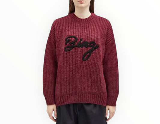 Anine Bing Sydney Crew neck Jumper  - Burgundy - Size XS