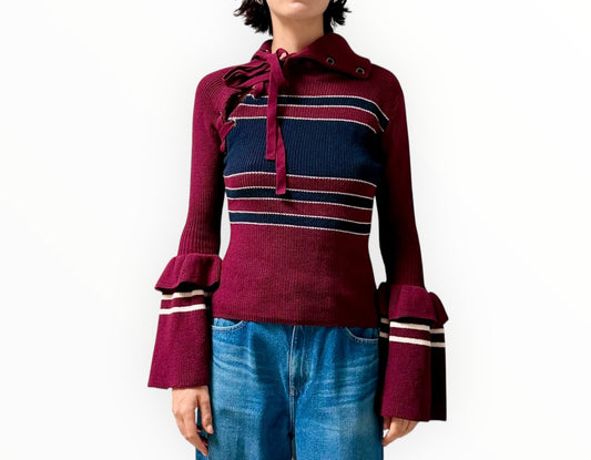 Self-Portrait Tulip Sleeve Knit - Multi - Size M