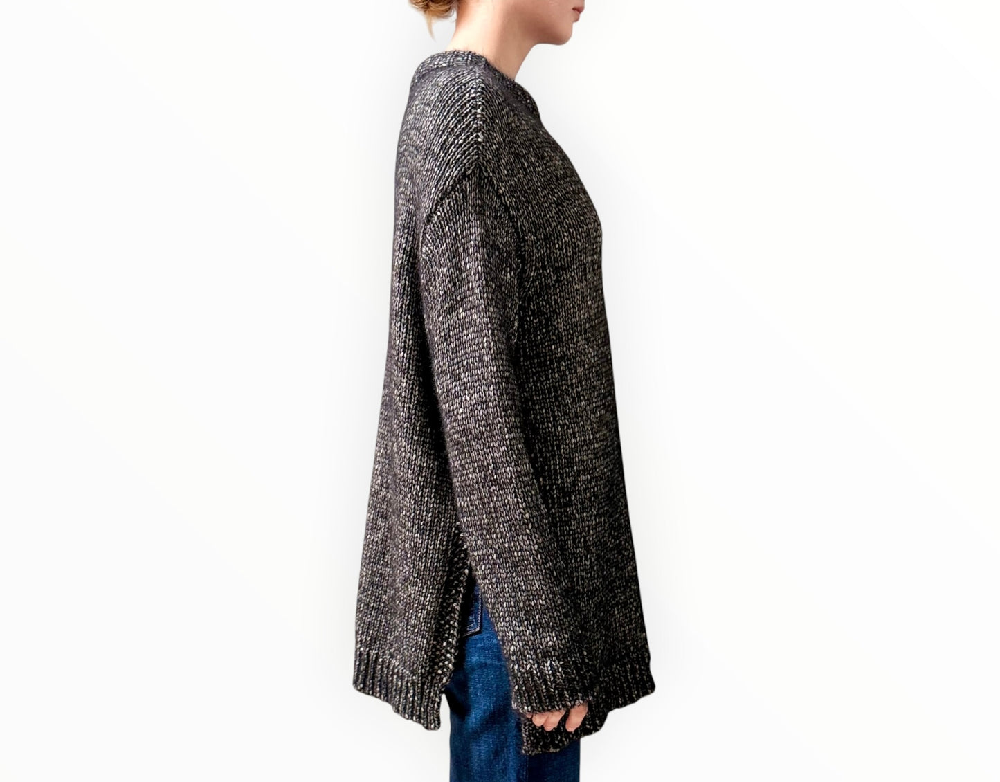 Scanlan Theodore Chunky Rib Marle Jumper - Black/Grey - Size OS