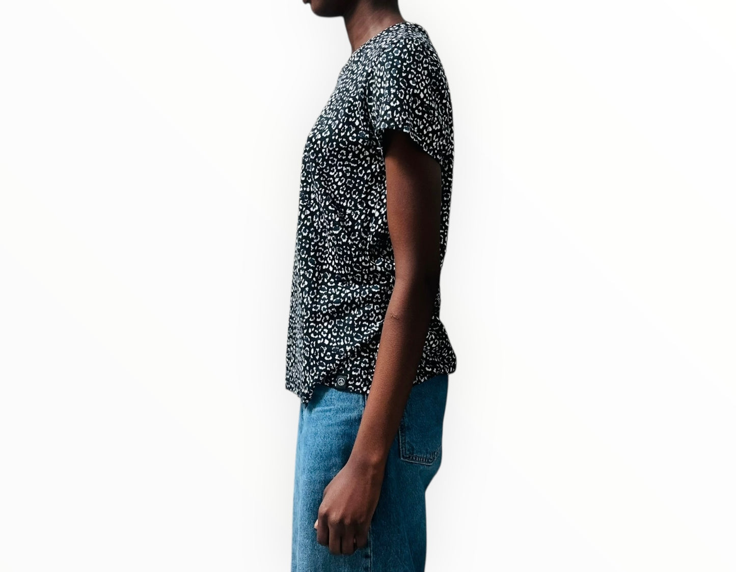 Rag & Bone Animal Print Tee - Black/Navy/White - Size L