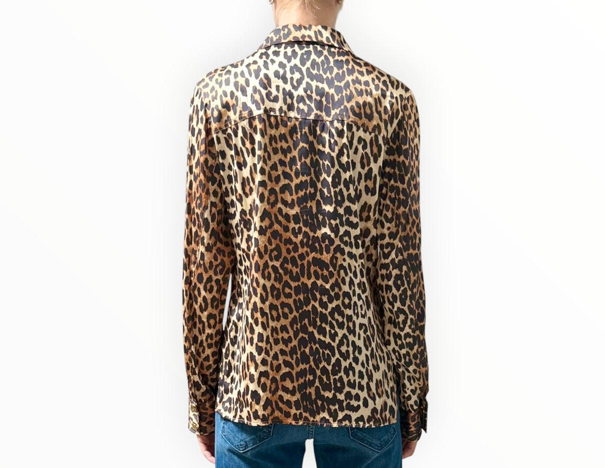 RT006482 - Ganni Animal Print Slim Line Shirt - Multi - Size 38
