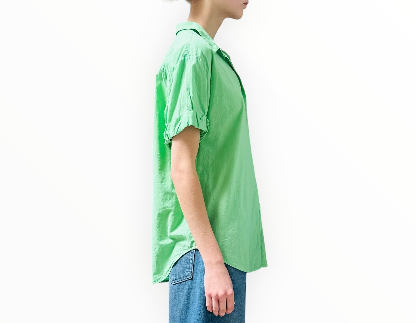 Xirena Cotton Rolled Short Sleeve Shirt - Lime - Size S