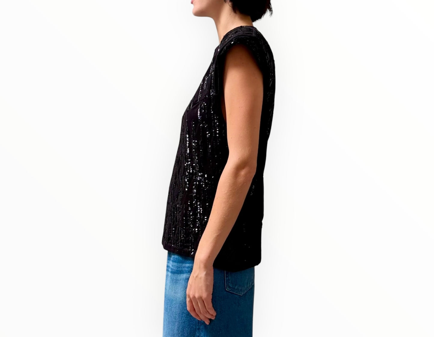 Retrofete Sequin Top - Black - Size M
