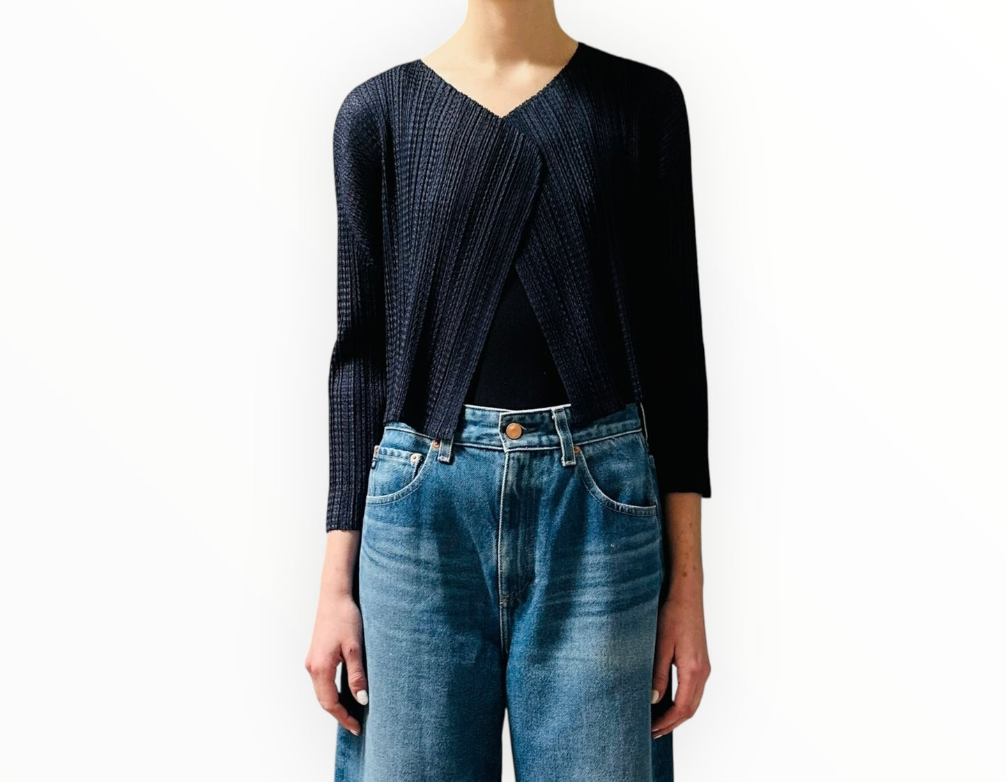Issey Miyake Pleats Please Cardigan - Navy - Size 3