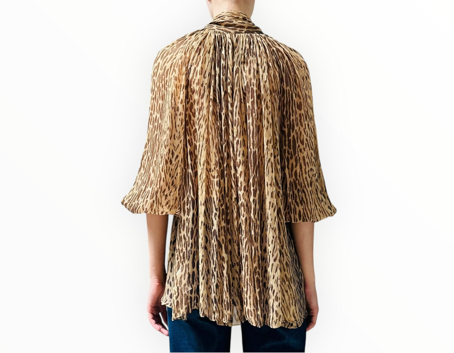 Zimmermann Animal Print Tie Front Shirt - Beige/Brown - Size 2