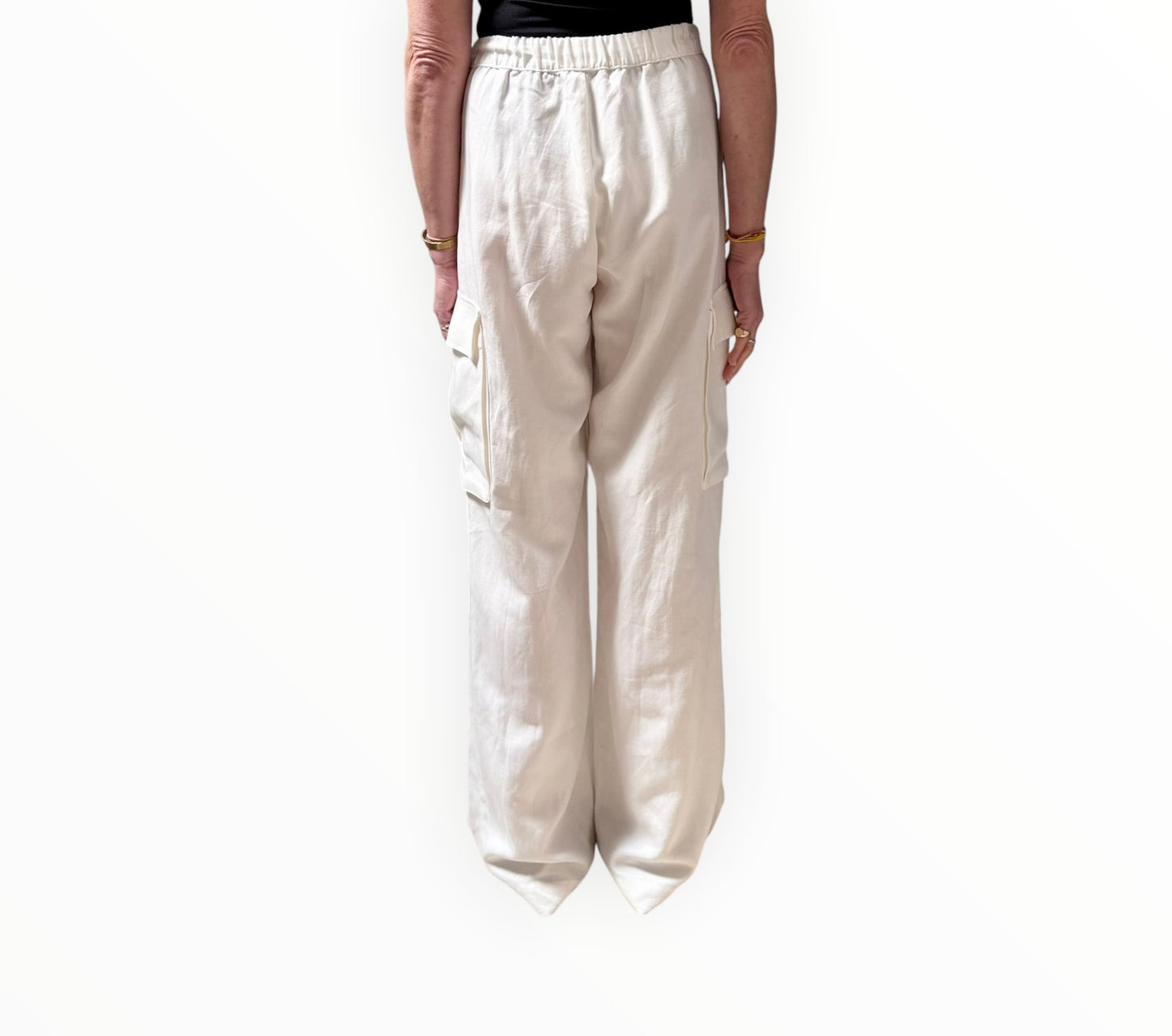 RT006224 - Enza Costa Wide-Leg Cargo Pants - Cream - Size 1