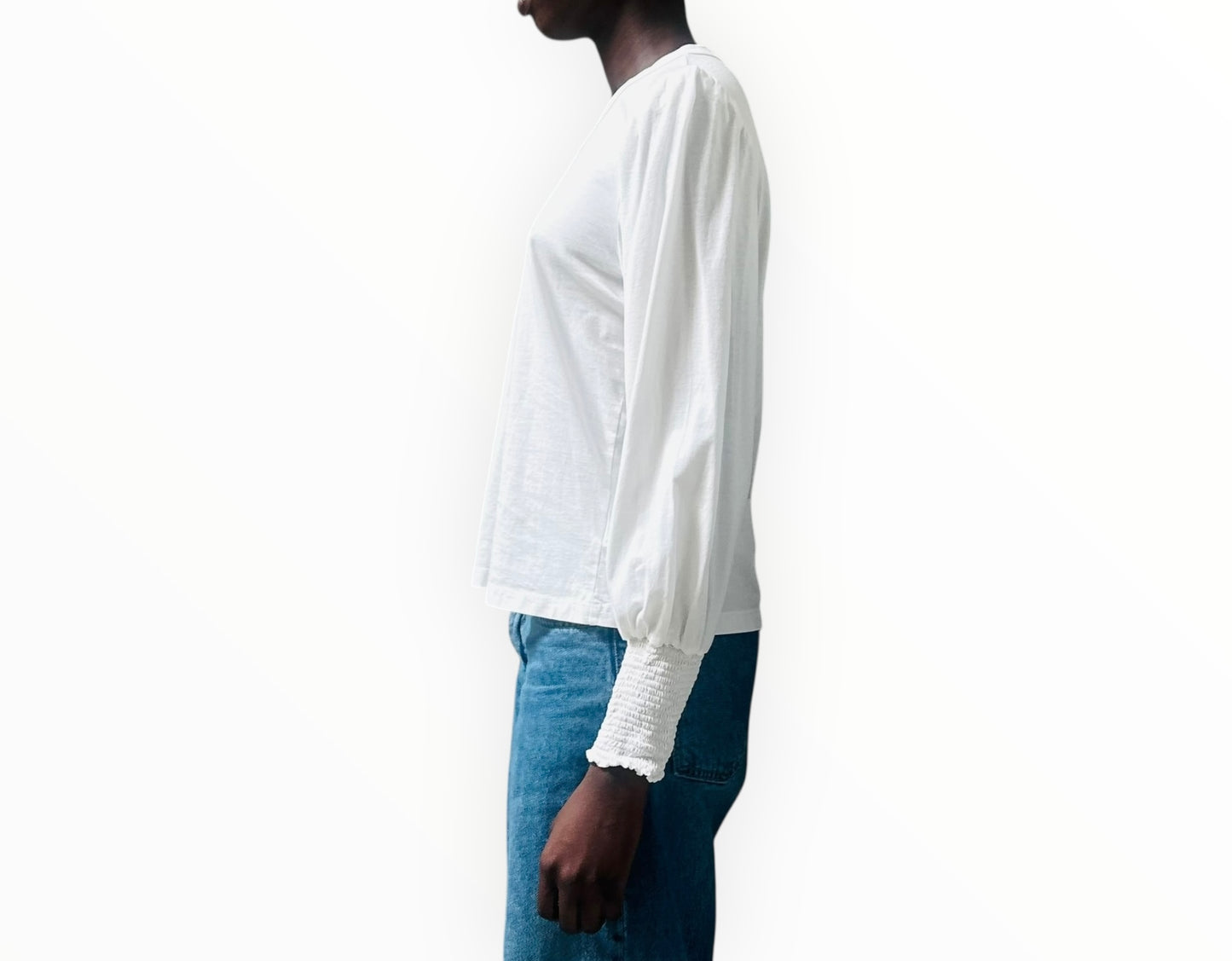 A.L.C Shirring Cuff Tee - White  - Size L