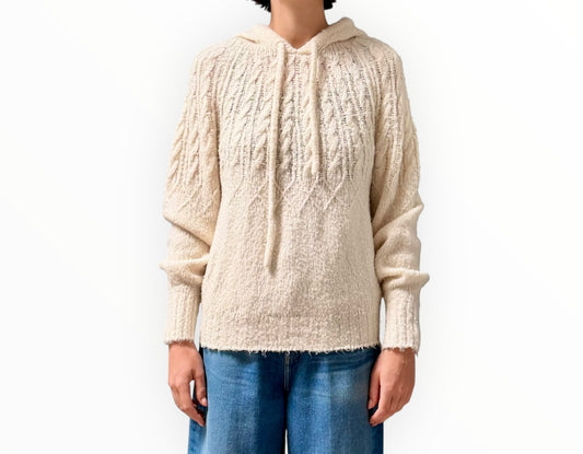 Guest in Residence Cable Hoodie - Cream - Size XS