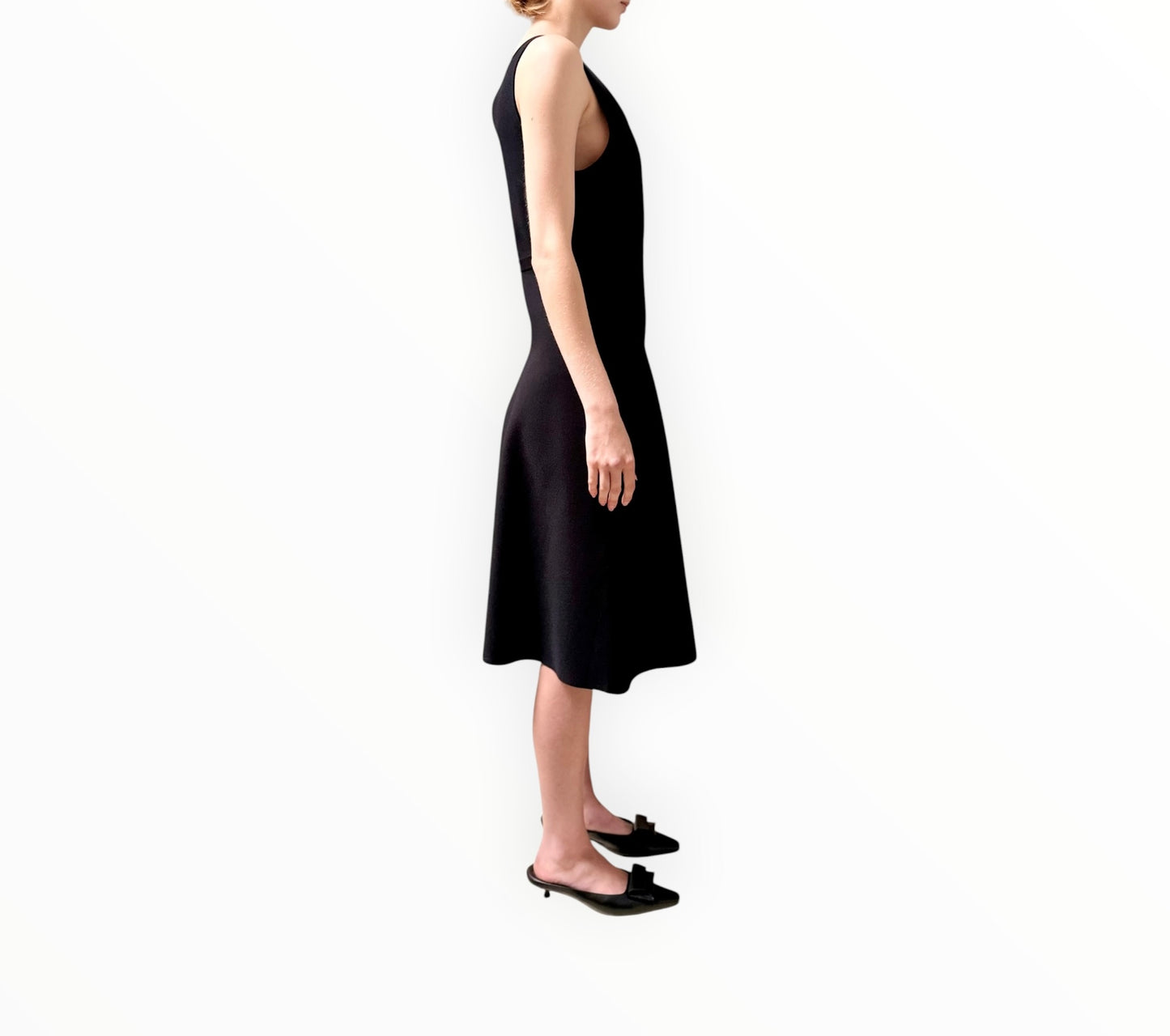 Theory V-Neck Knit Dress - Black - Size L
