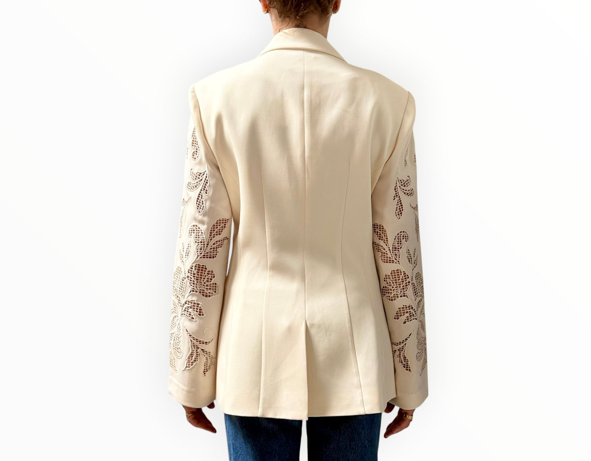 Cinq A Sept Cutout Paisley Cheyenne Blazer - Cream - Size AU12