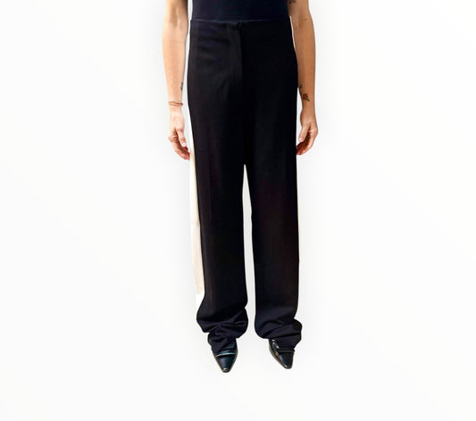 MSGM Ponte Side Stripe Pants - Black/White - Size 40