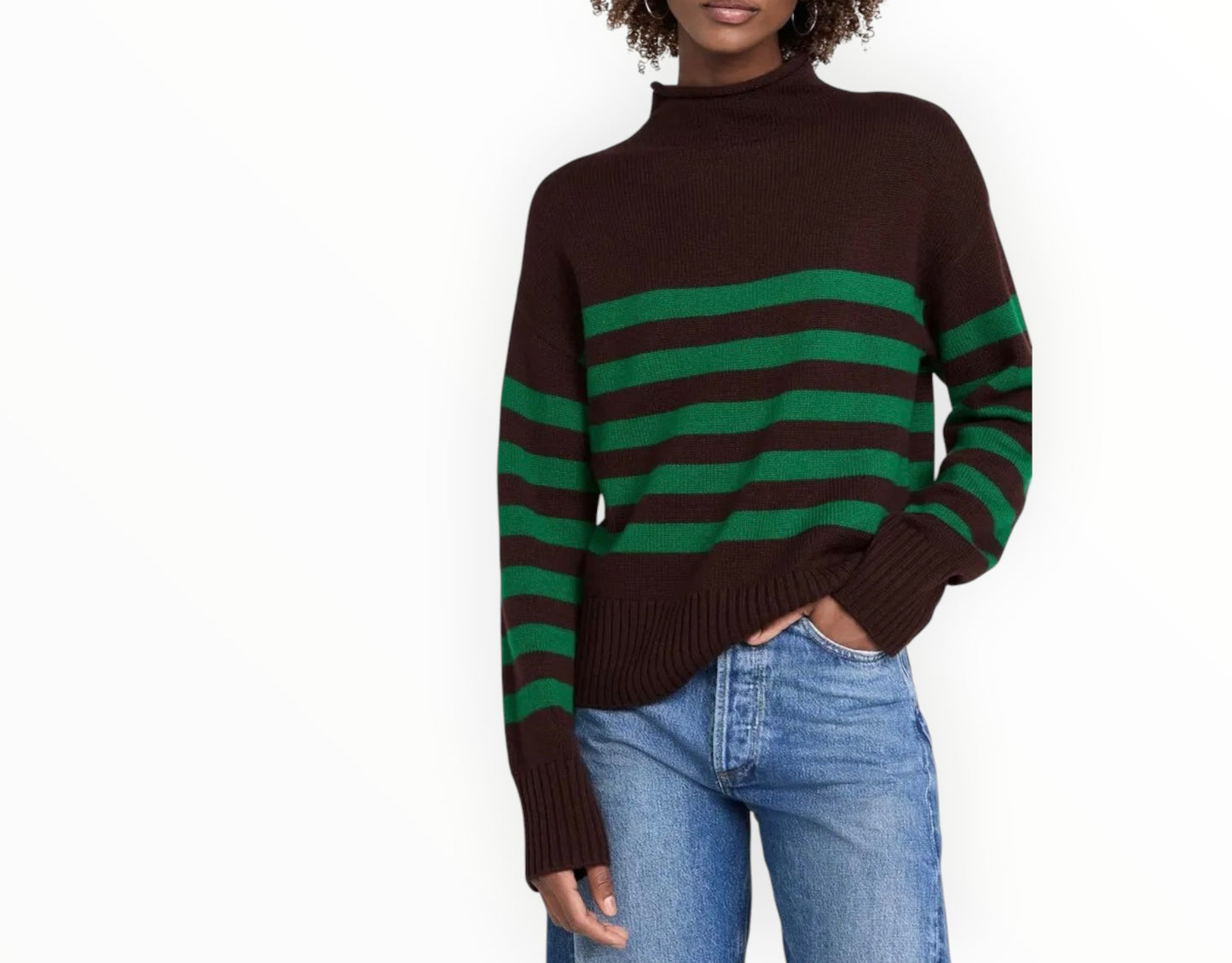 Kule The Lucca Striped Sweater - Brown/Green - Size S