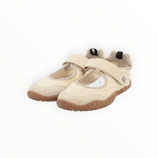 Miu Miu Tyre Technical Ballerinas - Ivory - Size 41