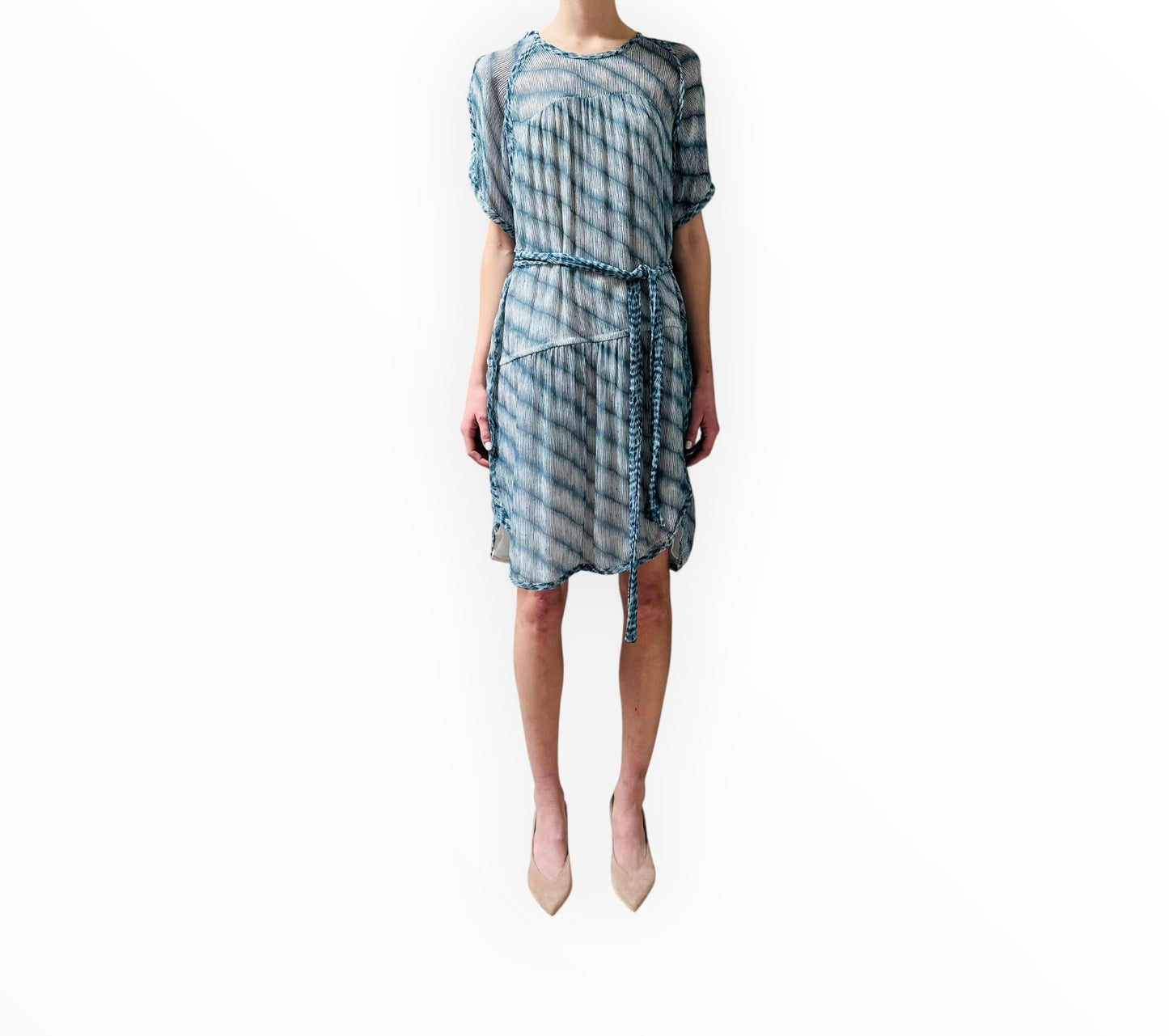 Isabel Marant Etoile Silk Striped Dress - Blue/White - Size 42