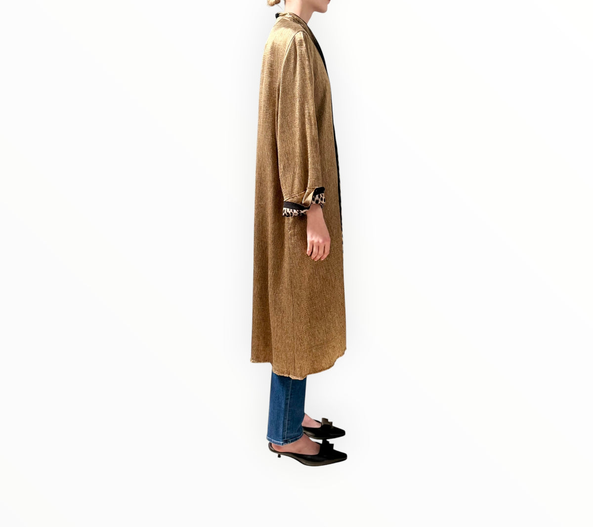RT006497 - Forte Forte Metallic Linen Coat - Gold - Size 3