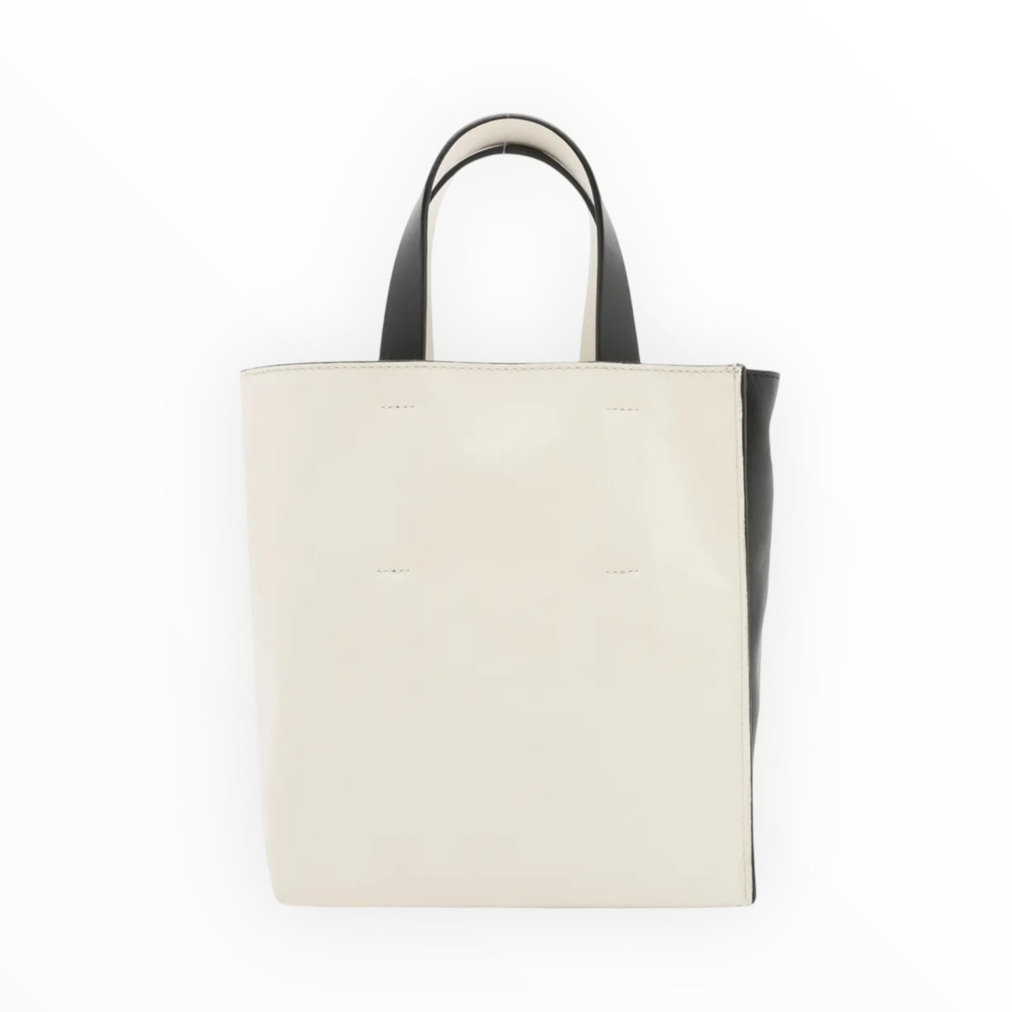 Marni Museo Leather 2 Way Handbag - Black/White - Size W19cm x H21.5cm x D10.5cm