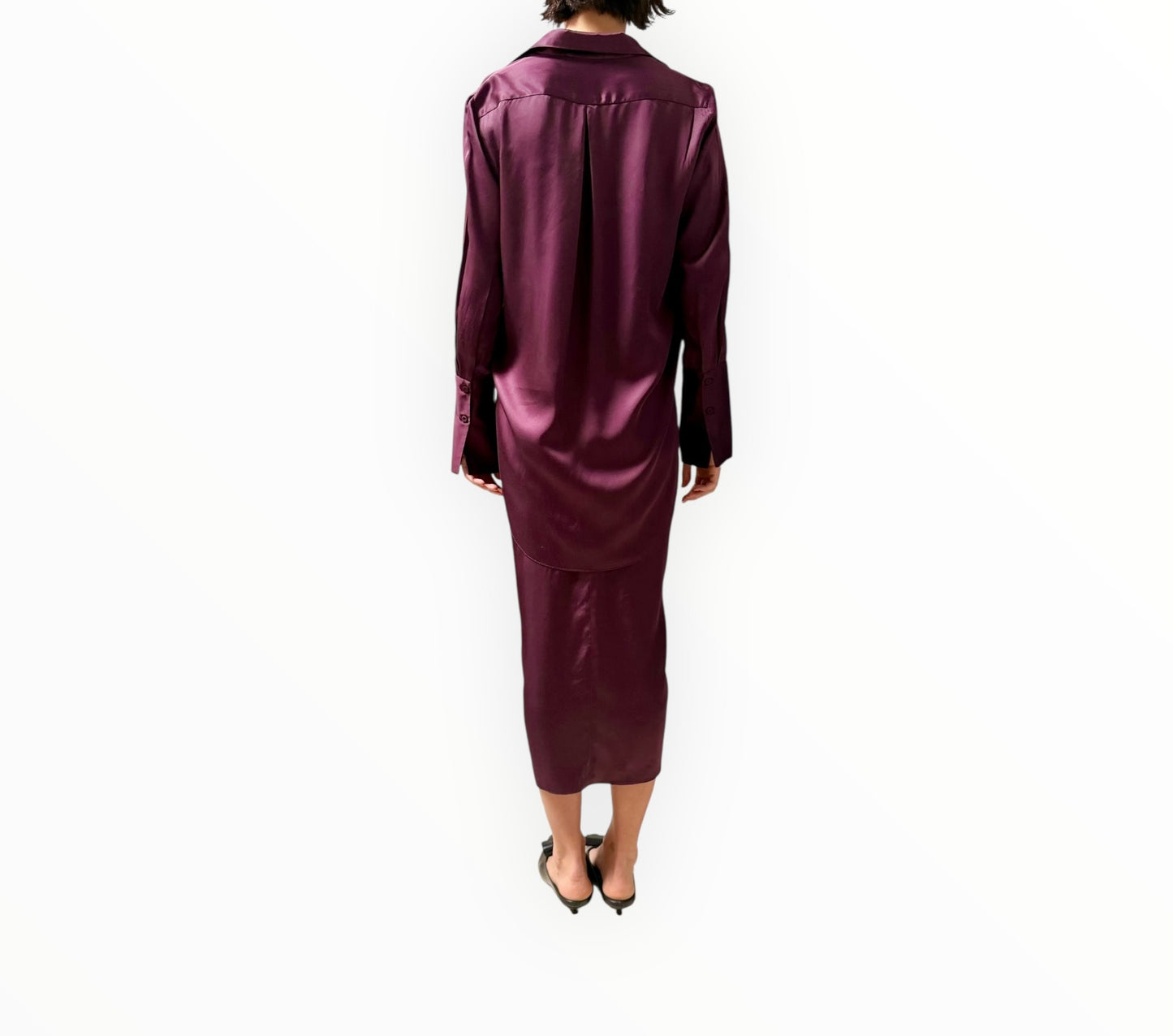 Bianca Spender Tie Front Skirt and Shirt - Aubergine - Size 1
