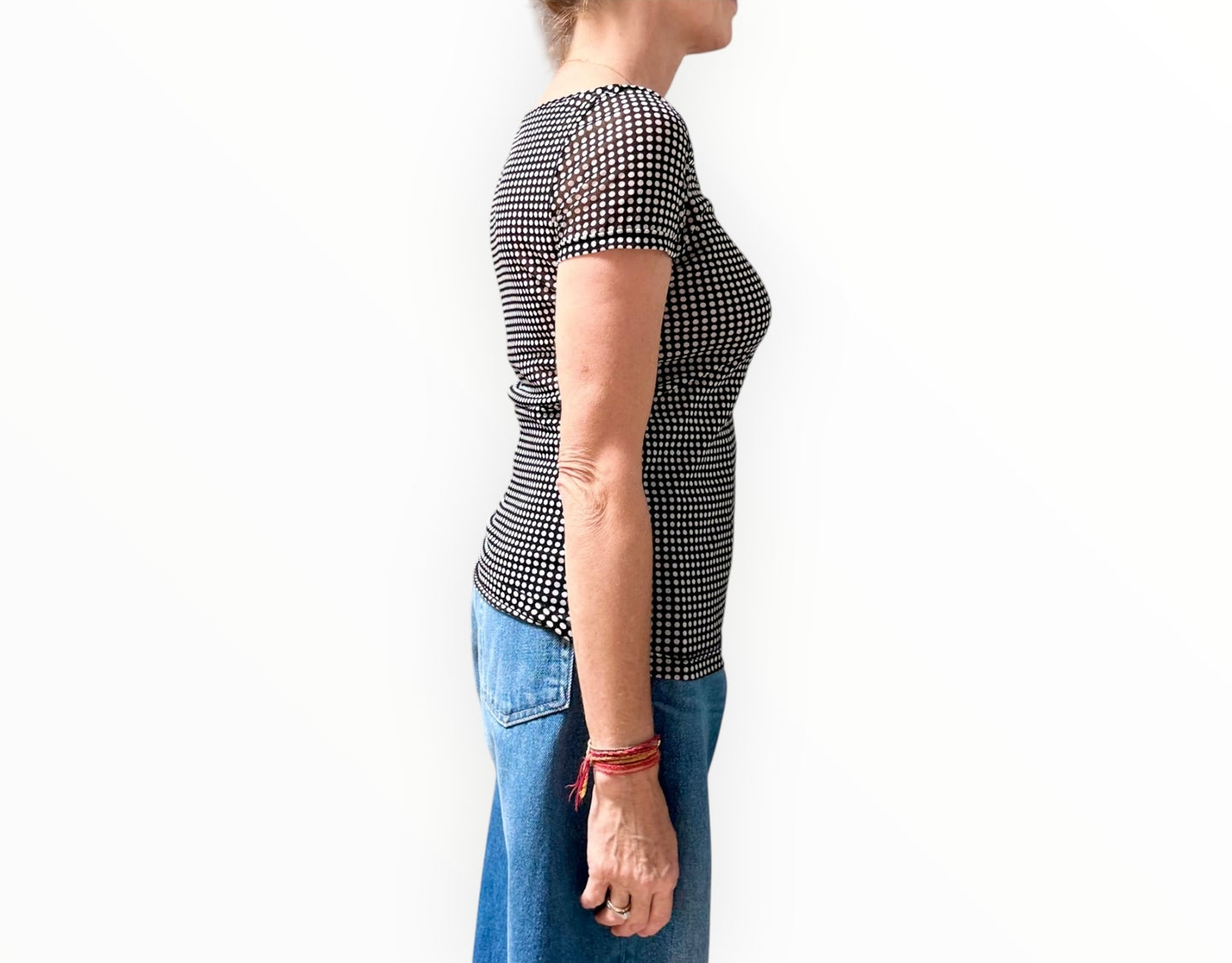 Vivienne Tam Polka Dot Mesh Top - Black/White - Size S