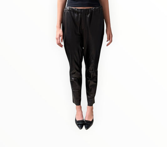 Vince Leather Zip Front Pants - Black - Size M