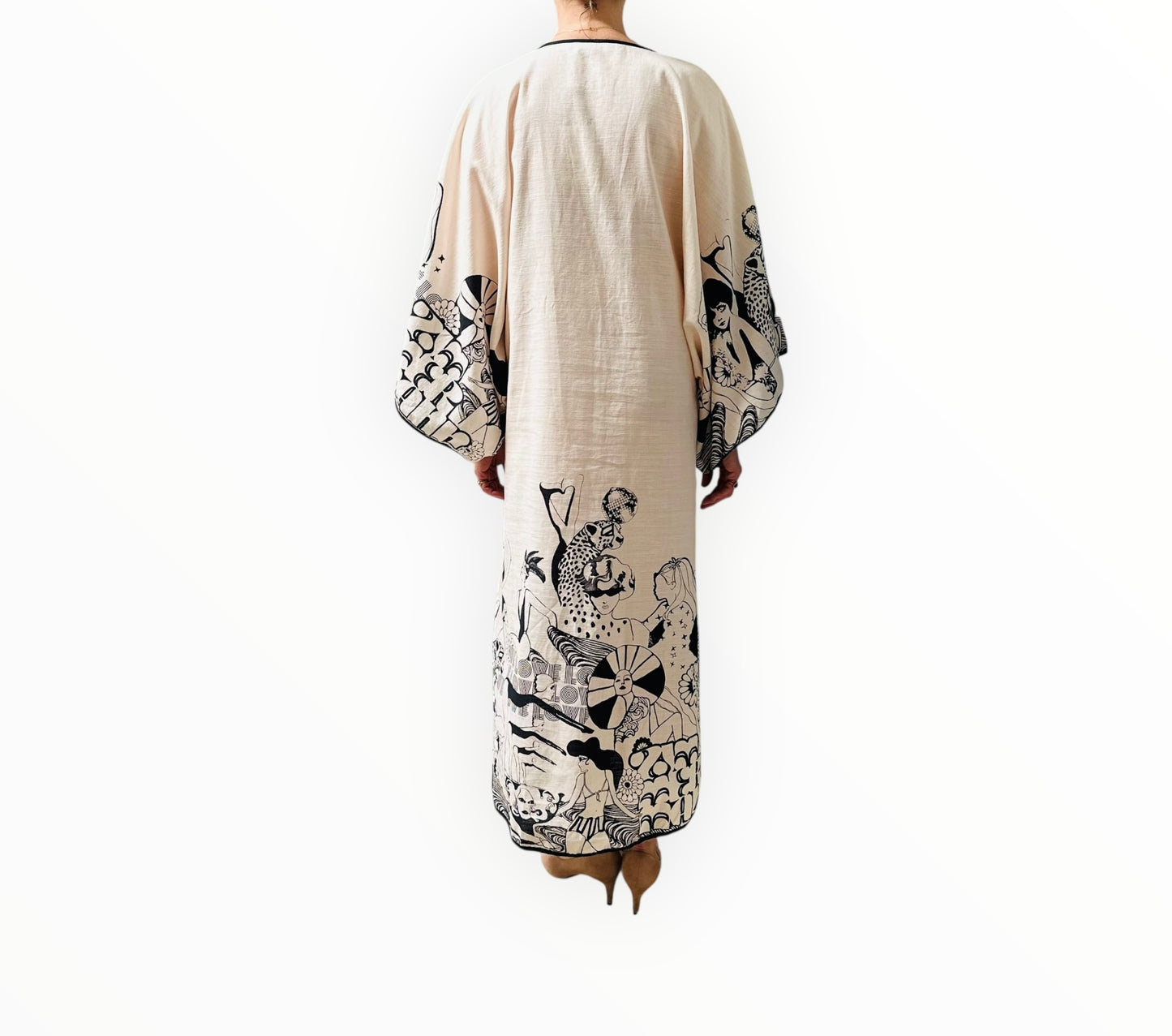 Zimmermann Maxine Caftan Dress - Black/Cream - Size 1