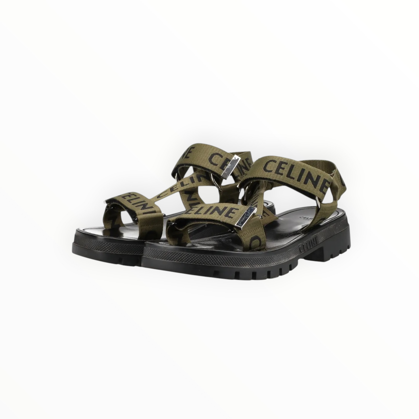 RT006239 - Celine Leo Strappy Sandals - Khaki/White - Size 40