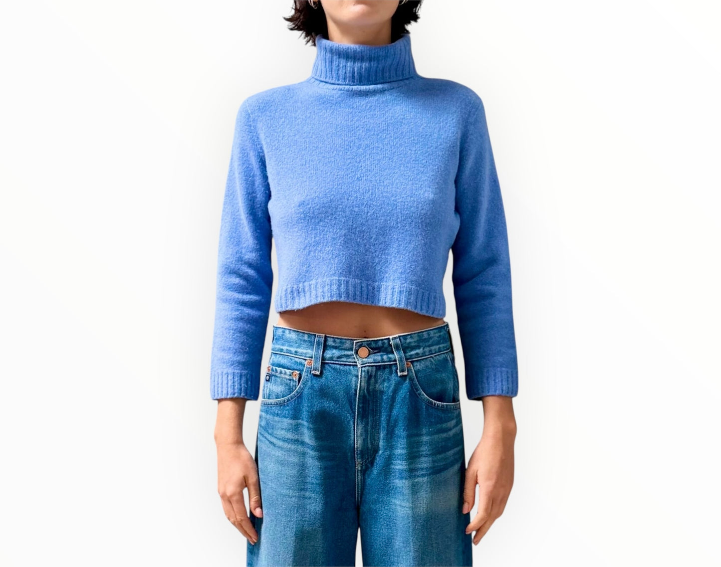 The Row Cropped Cashmere Top - Periwinkle -  Size M