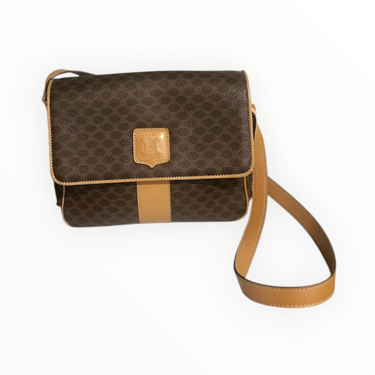 Celine Vintage Crossbody Bag - Brown - Size W24cm x H21cm x D8cm