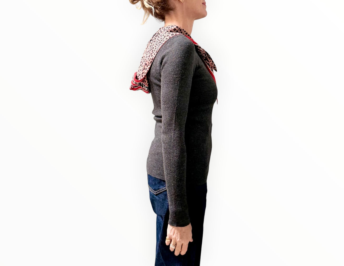 Sandro Hooded Rib Top- Multi - Size S