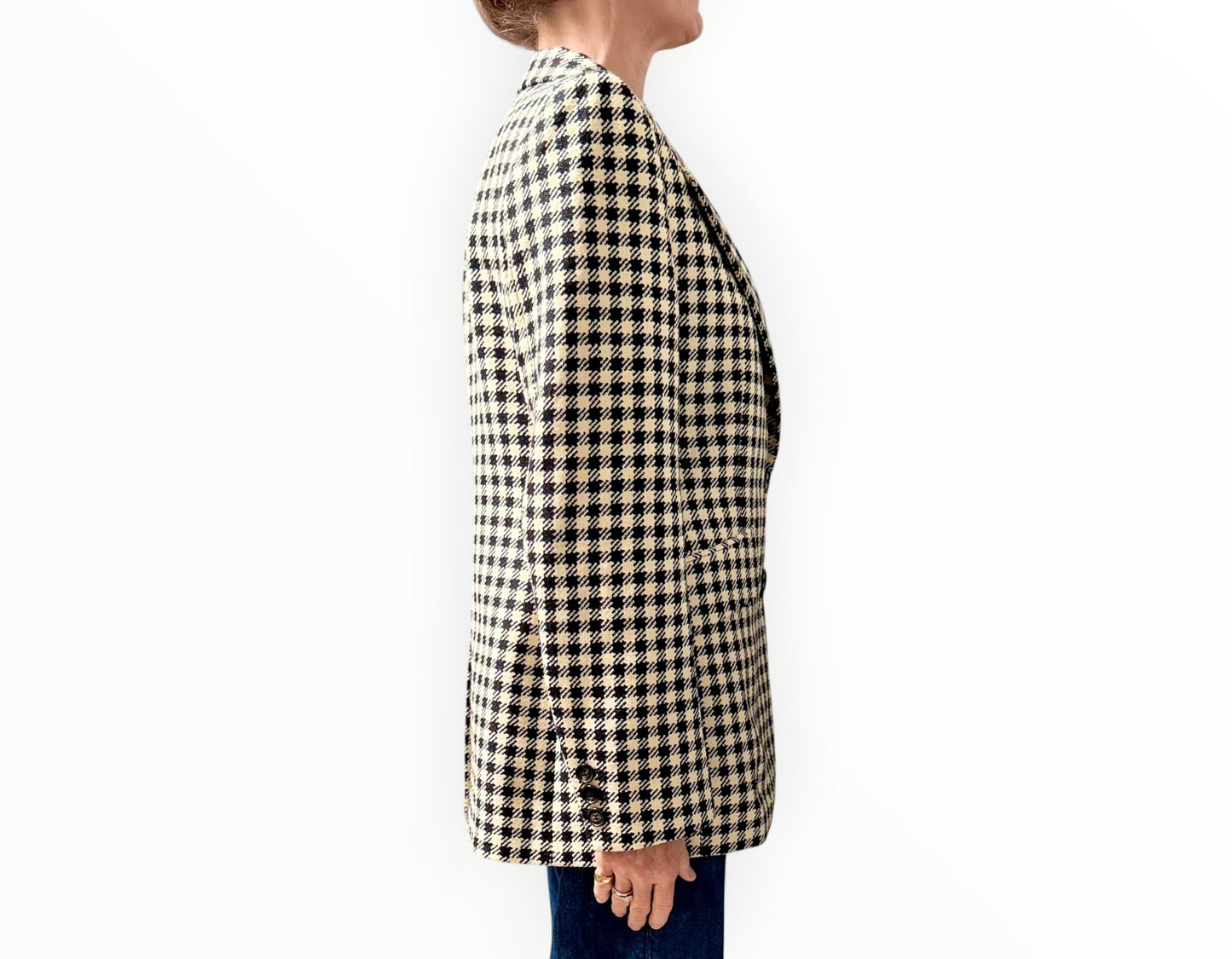 Victoria Beckham Houndstooth Tweed Blazer - Black/Cream - Size AU12