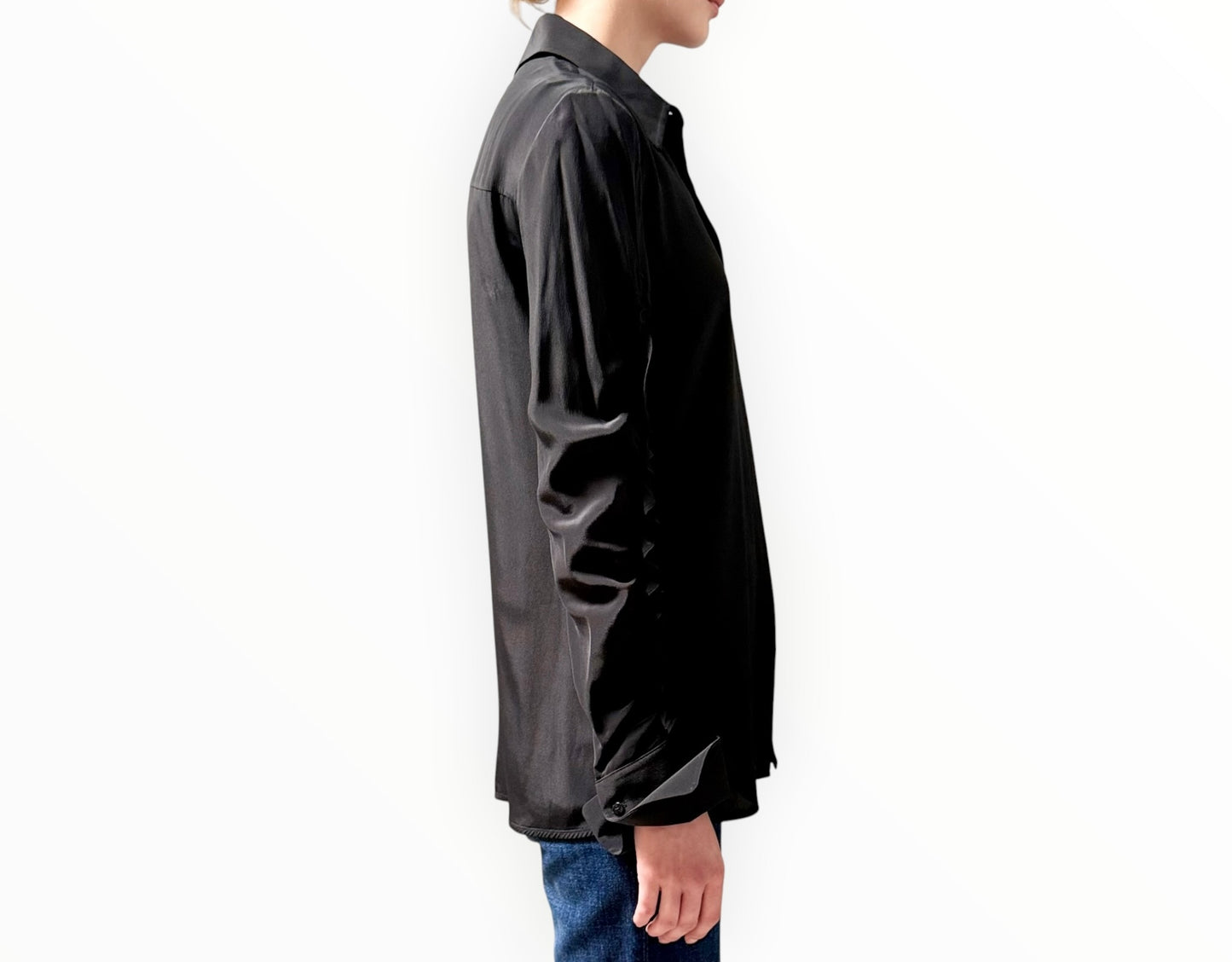 VVB by Victoria Beckham Classic Concealed Placket Shirt - Black - Size AU10
