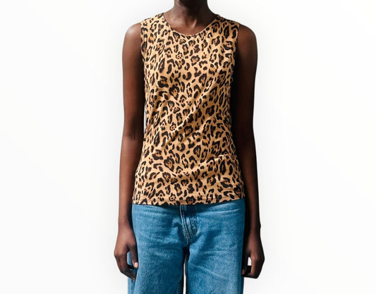 L'Agence Animal Print Tank - Black/Brown - Size M