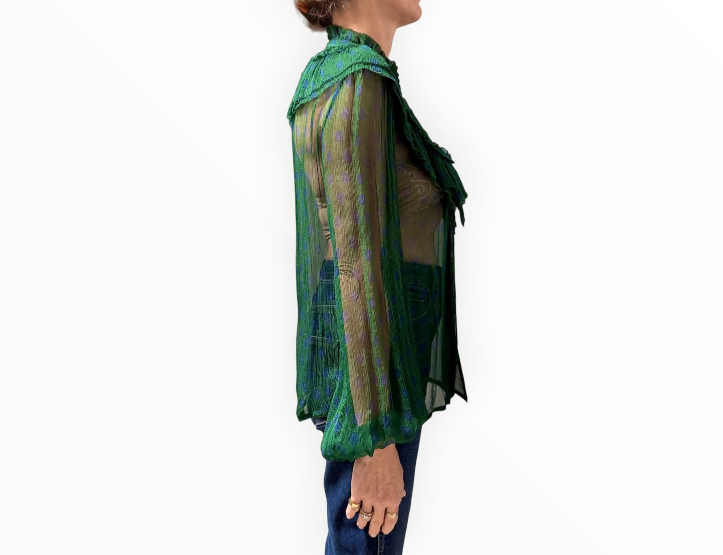 Lee Mathews Polka Dot Shirt - Emerald/Navy - Size 1
