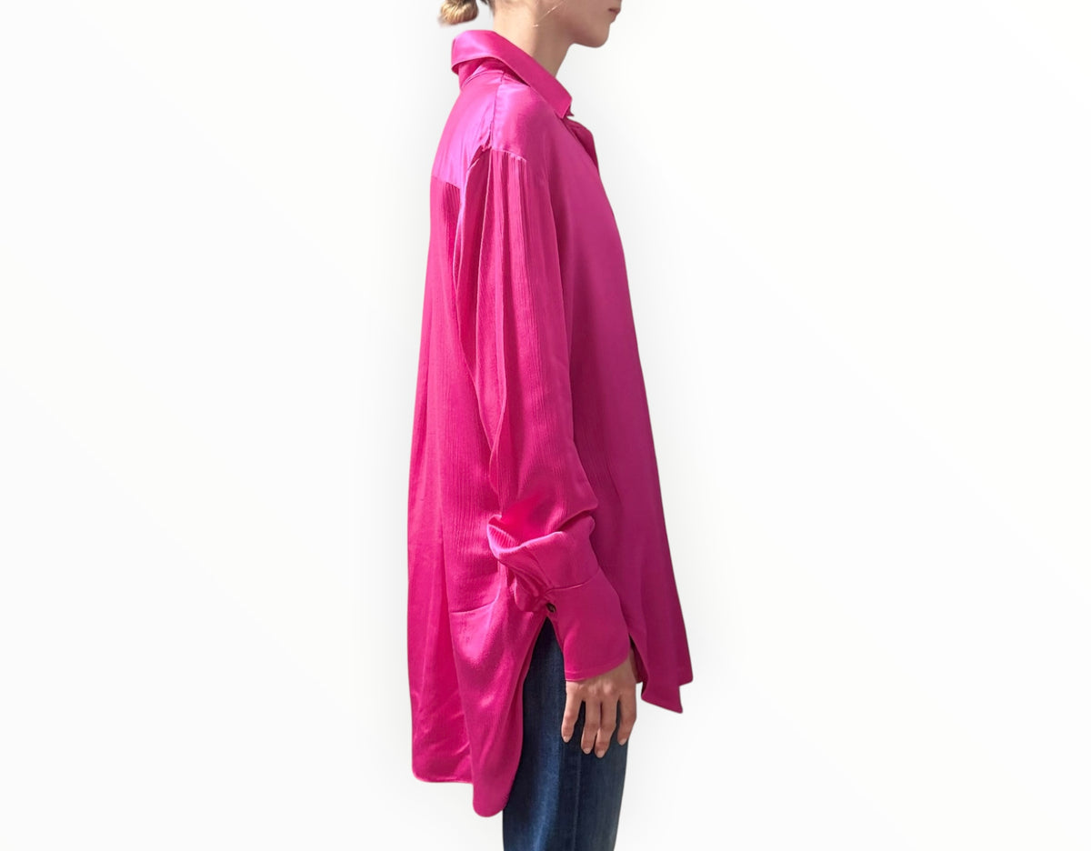 RT006489 - Serena Bute Detachable Collar Shirt - Fuschia - Size M