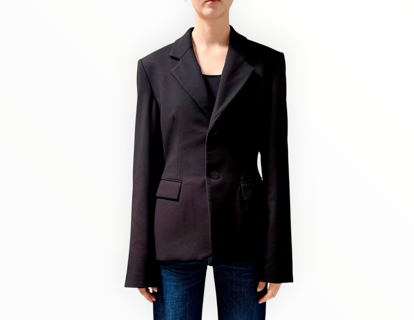 Bassike Textured Classic Blazer - Black - Size 1