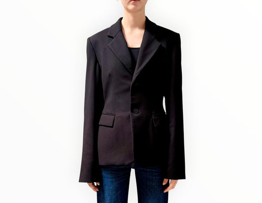 Bassike Textured Classic Blazer - Black - Size 1