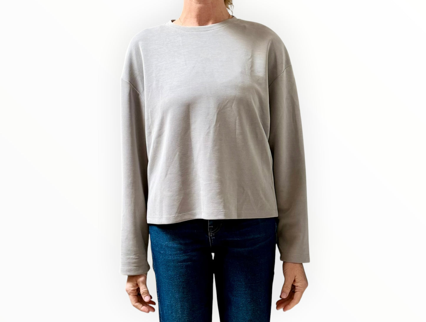 Rich & Royal Peach Long Sleeve Tee - Grey - Size Small