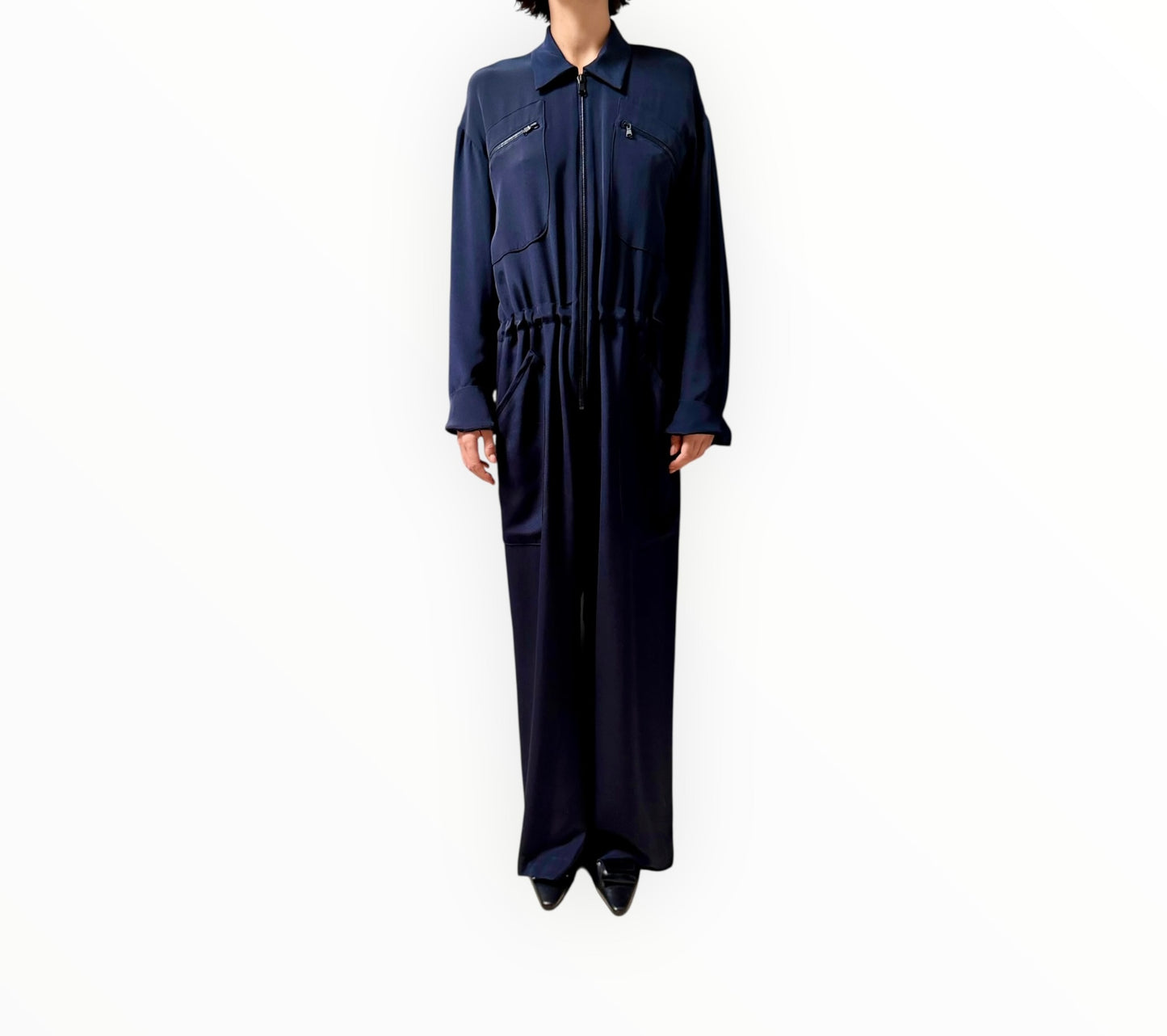 Raey Silk Jumpsuit - Navy - Size AU8