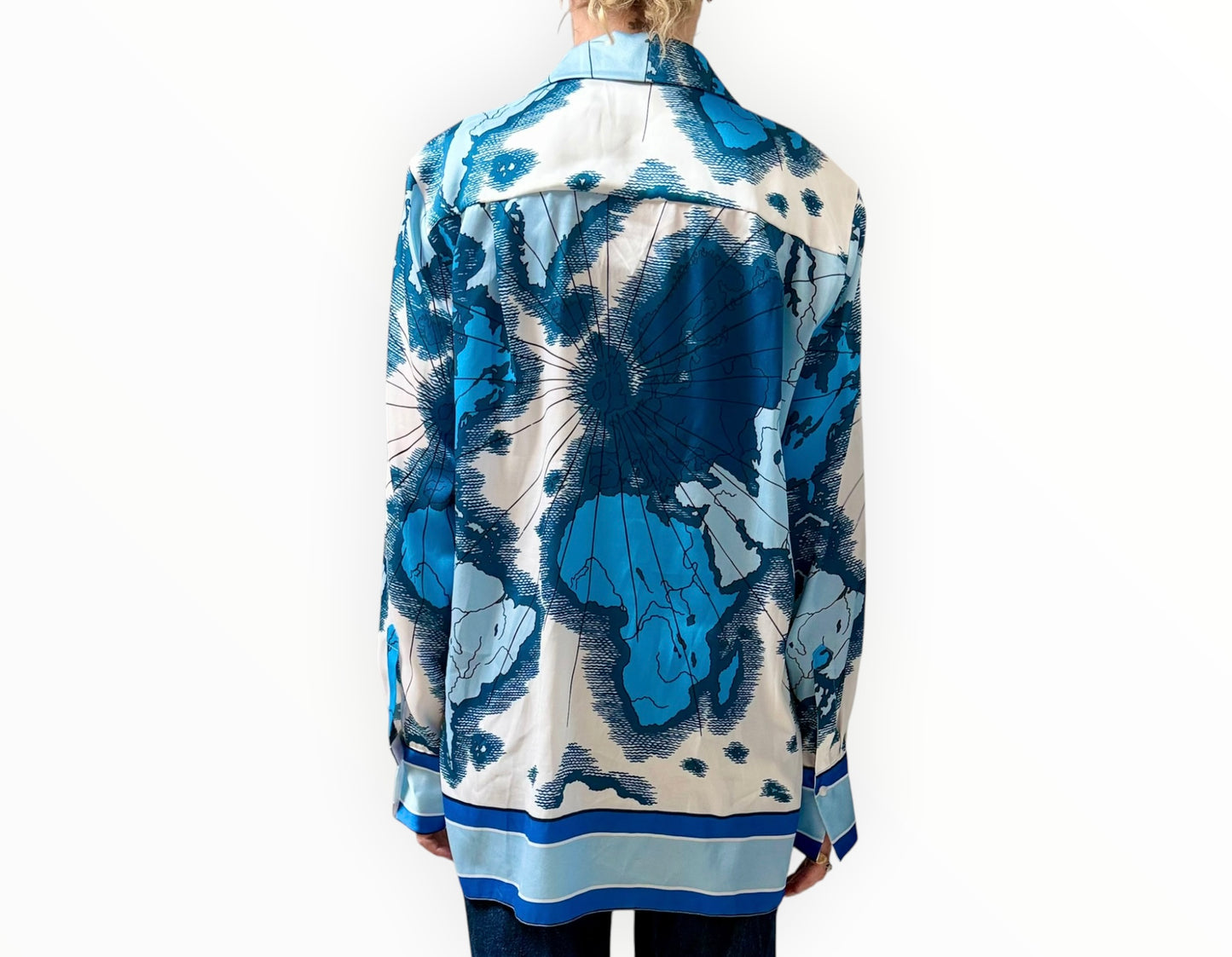 VVB by Victoria Beckham Map Print Shirt - Blue - Size 14