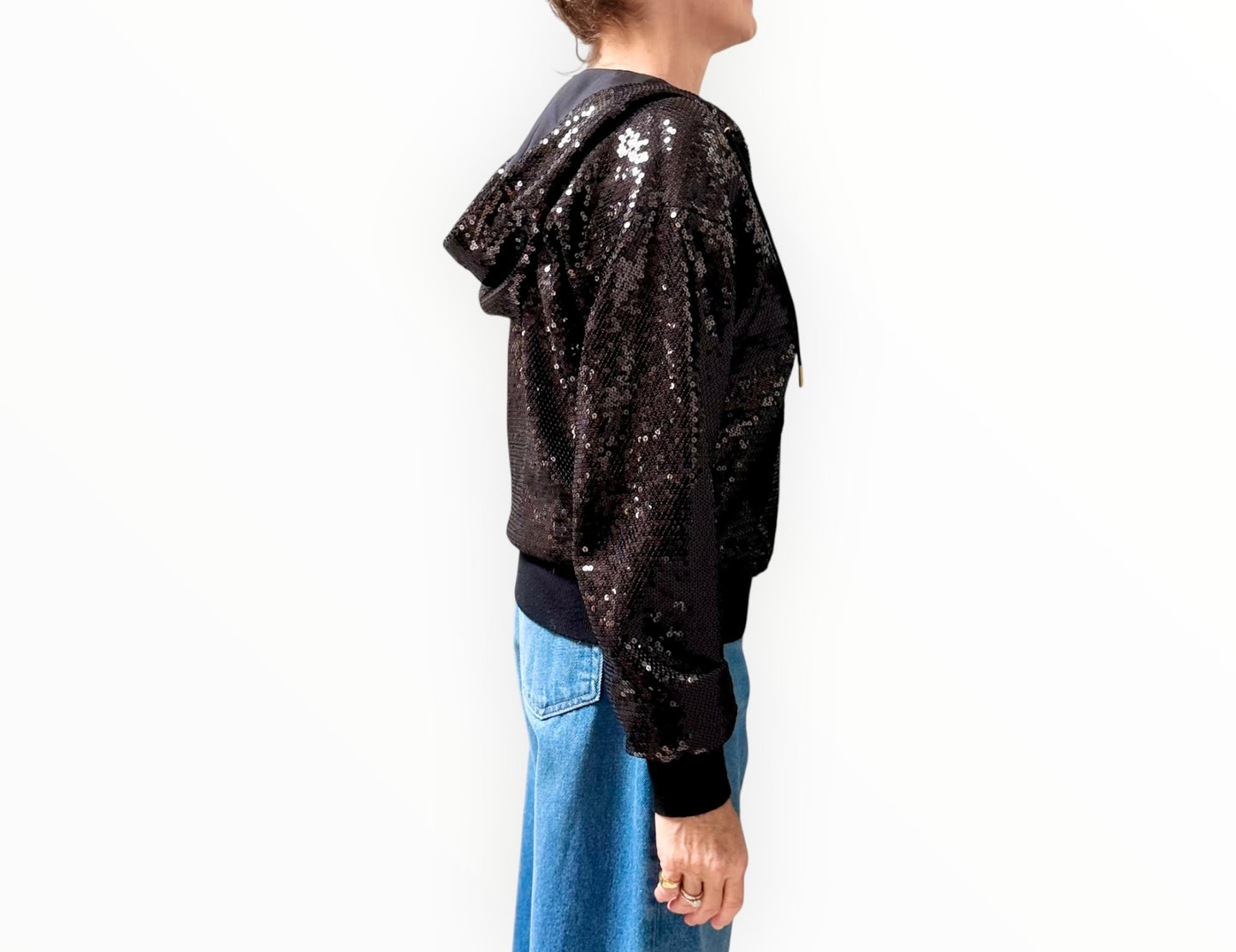 Celine Sequin Hoodie - Black - Size 34