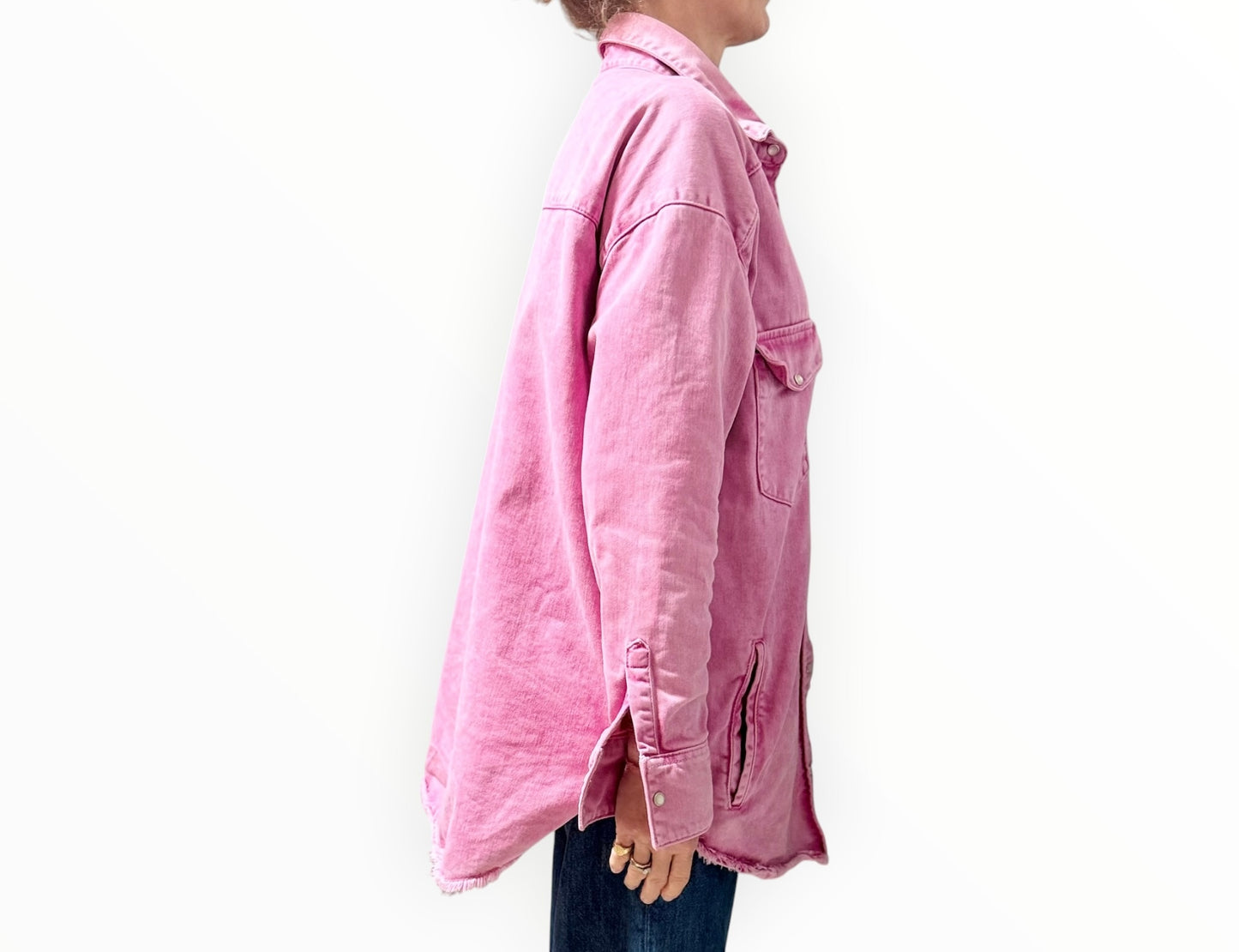 Iro Longline Denim Jacket - Pink - Size 40